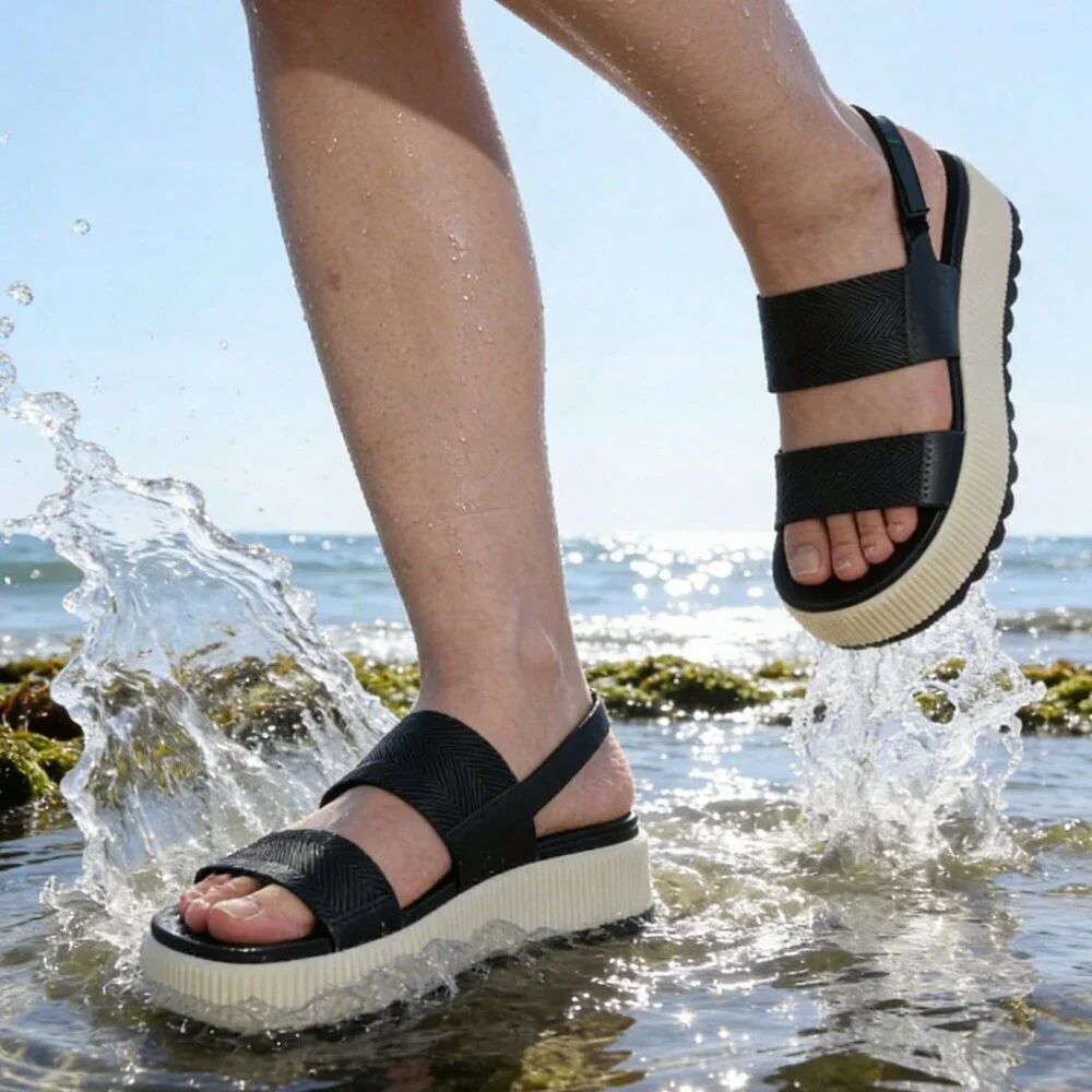 Black And White Vacation Women's Platform Sandals
